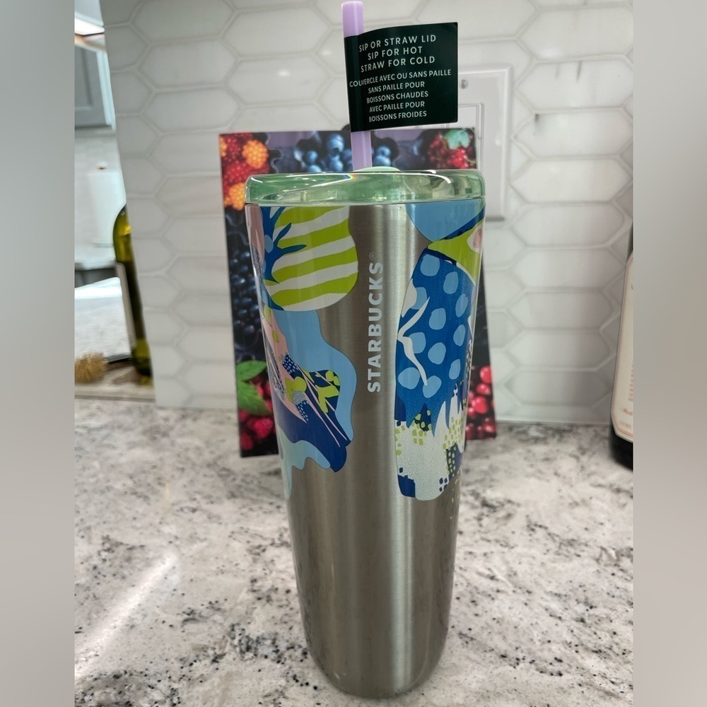 Starbucks Summer 2024 Canna Lily Butterfly Silver SS Venti Hot/ Cold Cup. NWT!